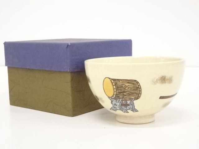 JAPANESE TEA CEREMONY / CHAWAN(TEA BOWL) / KYO WARE / DRUM